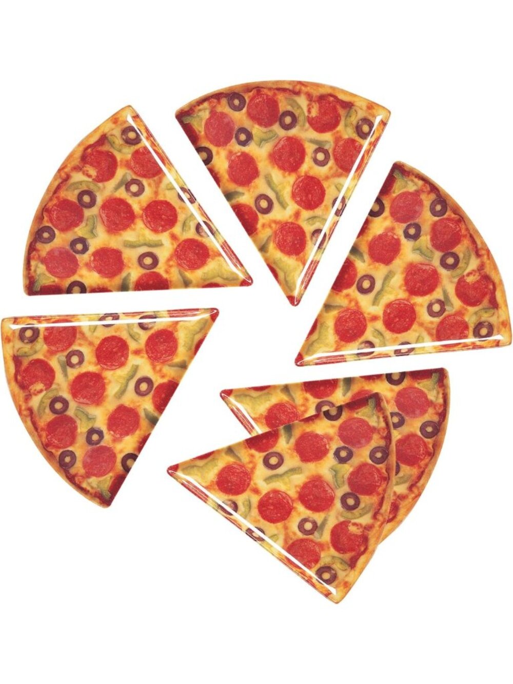 Fun Pizza Slice Melamine Plates - BPA-Free, Realistic Pepperoni Print, 9in, Set
